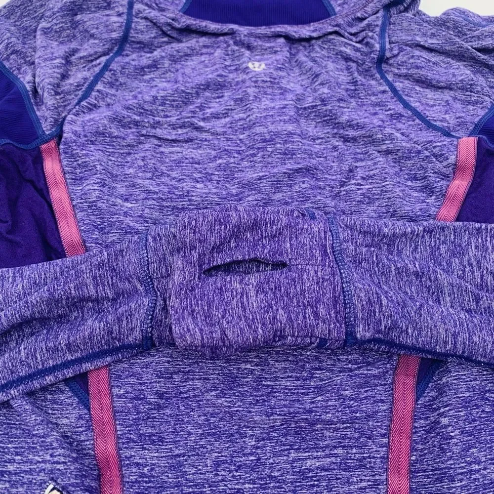 Purple Heathered Lululemon Run Inspire Long Sleeve 1/2 zip Pullover Sz 6 - Picture 9 of 10